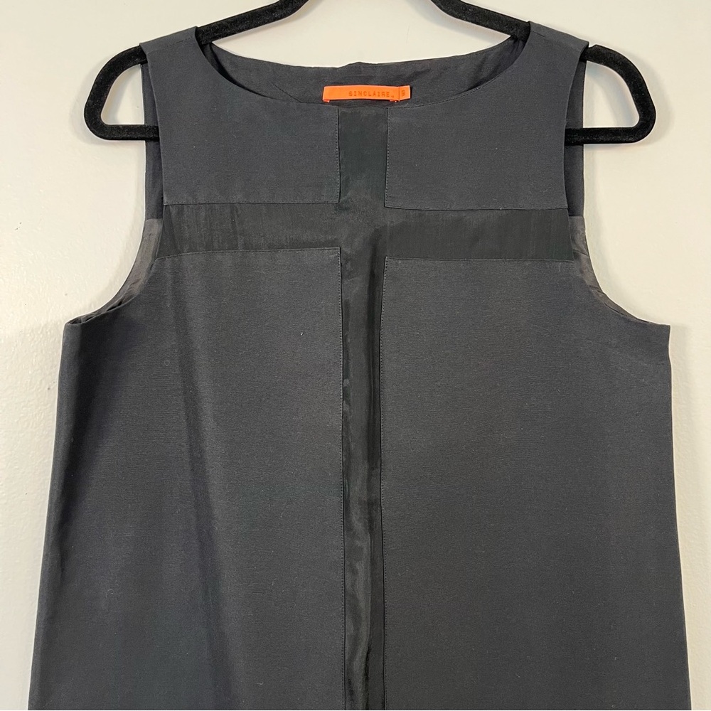 Sinclaire 10 Women’s Black Sleeveless Dress Size 10 Sheath Cross Band Ruffle Hem - Picture 2 of 12